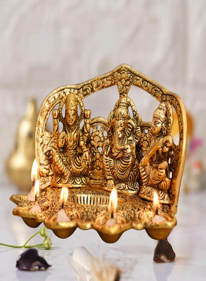 Chhariya Crafts Laxmi Ganesh Saraswati Idol with 5 Face Diya for Home and Office Table Diya Diwali Gift Item Home Decor Decorative Showpieces - Image 3